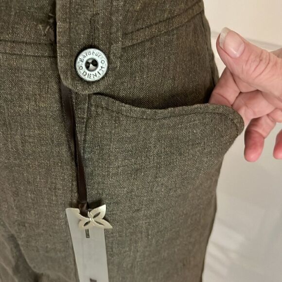 Gardeur Fine Linen Pleated Skirt Button Zipper Front Patch Pockets - Picture 3 of 12